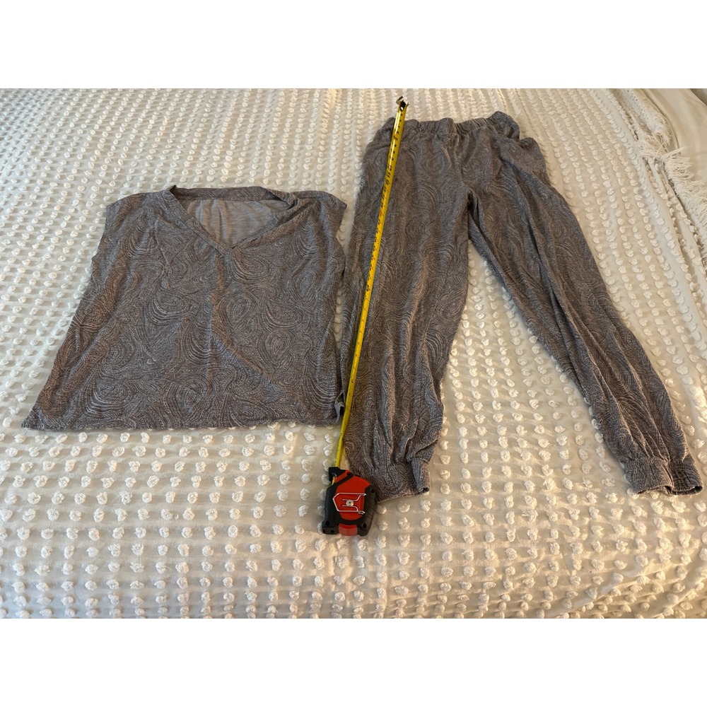 Garnet Hill Grey Paisley Cotton Tencel Pajama Set Top and Joggers Size M